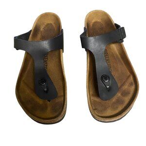 Birkenstock Gizeh Leather Birko-Flor Thong in Black Size 39 US Size 8/8.5 - EUC